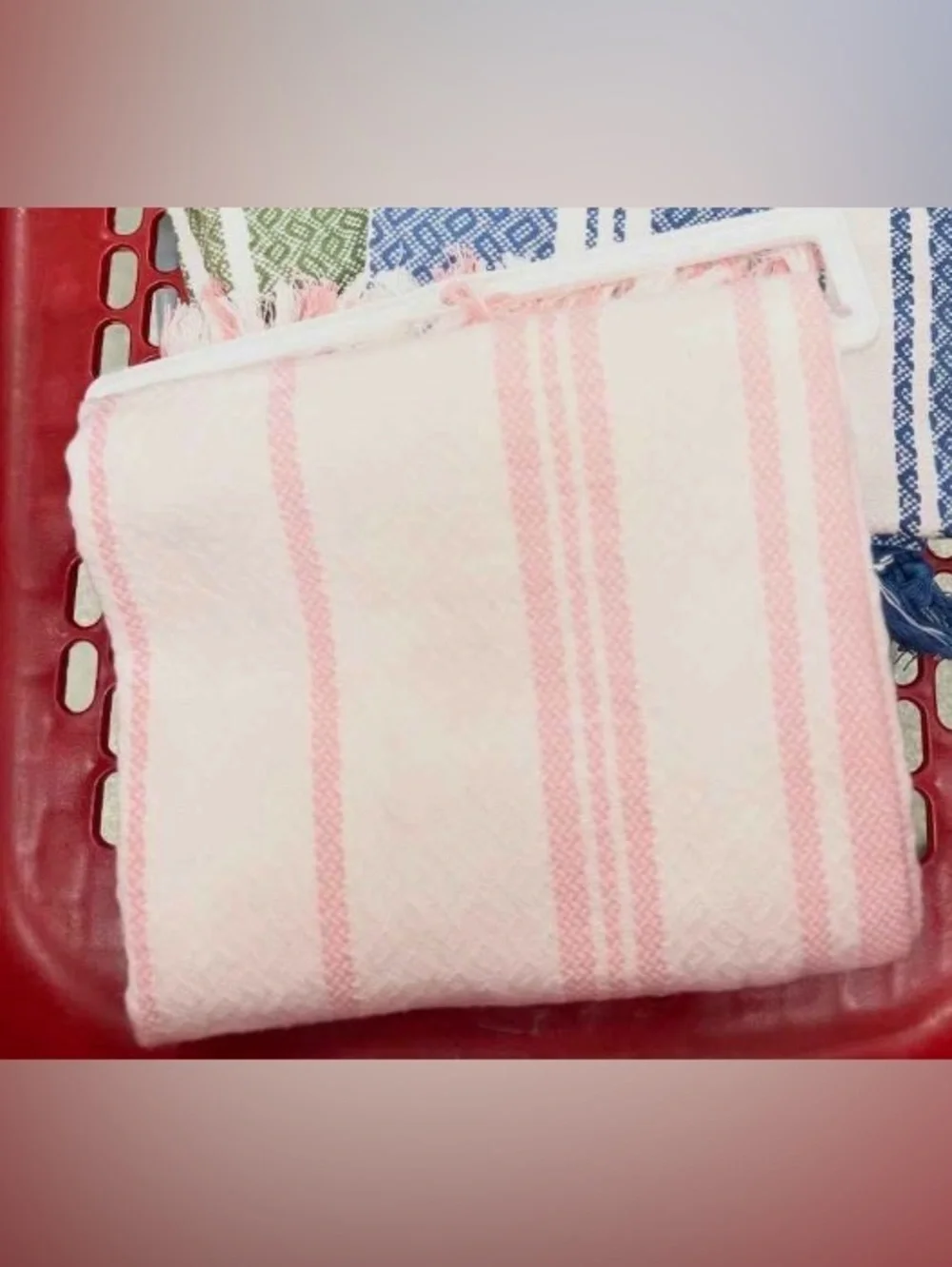 40”x72” oversized Threshold Pink and White Striped Beach Towel